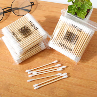 ISUMI_1817 คอตตอนบัต สำลีก้านแบบถุงเติม 100 ก้าน Cotton Buds  สำลีปั่นหูด้ามไม้