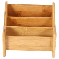 3 Grid Bamboo Remote Control Storage Box Stationery Headphone Cable Cell Phone Office Desktop Storage Box Multifunctional Storage Box