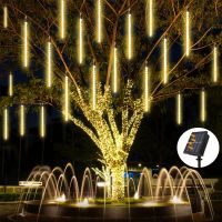 ??Original Product+FREE Shipping?? Solar LED Meteor Shower Rain Lights Holiday String Lights Waterproof Garden Light 8 Tubes 144 Leds Christmas Weddin