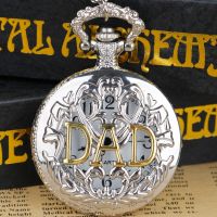 【CW】ஐ✈  Steampunk Hollow Dad Watches Fob Chain Pendant Necklace Men Father Best Gifts