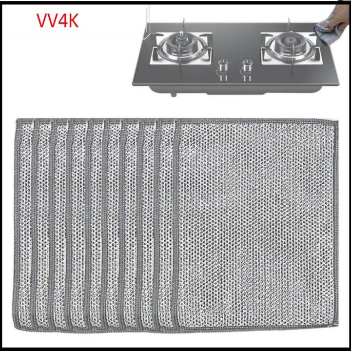 3PCS MICROFIBER DISHCLOTHS Steel Wire Washing Cloth House Kitchen