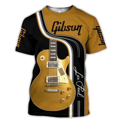 3D Printed Mens T-Shirt Guitar Classical Instrument Round Neck Short Sleeve Street Concert Fashion Shirt Summer Breathable