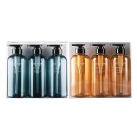 3Pcs 500ml Empty Bottle Set Shampoo Shower Gel Hair Conditioner Press Pump Soap Dispenser Bathroom Refillable Bottle Travel Size Bottles Containers