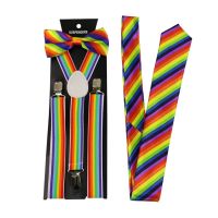 【YF】✑  Colorful Adjustable Suspenders Bowtie Neckties Set Elastic Y-Back Braces Straps Men and Pants Suspender