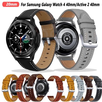 [ร้อน] สายรัดข้อมือหนังสำหรับ Samsung Galaxy Watch 4 Classic 42มม. 46มม. สำหรับ Galaxy Watch Active 2 40มม. Correa