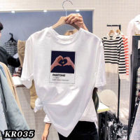 kr035พร้อมส่ง**สินค้ามาใหม่** เสื้อยืดคอกรมแฟชั่น แขนสั้นสไตล์เกาหลีมินิมอล เนื้อผ้านุ่ม ใส่สบาย ไม่ร้อน ผ้าไม่หนาไม่บางเกินไป unisex