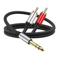 สายตัวแยกมืออาชีพ RCA ตัวผู้คู่ขนาด1/4นิ้วสายเคเบิลตัวผู้ RCA ชาย TRS ขนาด6.35มม. ข้อต่อเชื่อมง่าย