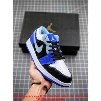 [HOT] ✅Original NK* Ar J0dn 1 Low White Blue Black Basketball Shoes Skateboard Shoes{Free Shipping}