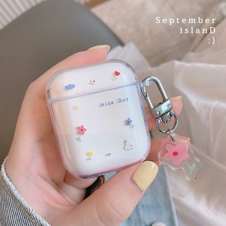 cute-fresh-flower-earphone-case-for-airpods-1-2-pro-case-transparent-tpu-air-pods-3-bluetooth-earphone-charging-box-with-keyring-headphones-accessorie