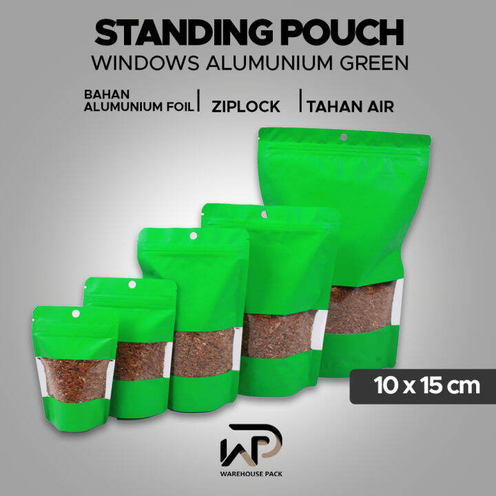 Pcs Standing Pouch Alumunium Windows Hijau X Kemasan