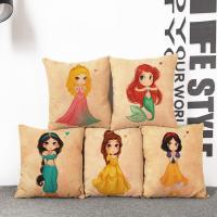 Disney Princess Pillow Case Cartoon Girl Cushion Cover Home Decoration Fairy Tale Birthday Christmas Gift 40x40cm