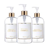 500ml Bathroom Dispensers Shampoo and Conditioner Dispenser Bottles Refillable Lotion Press Type Bottle Bathroom Accessories