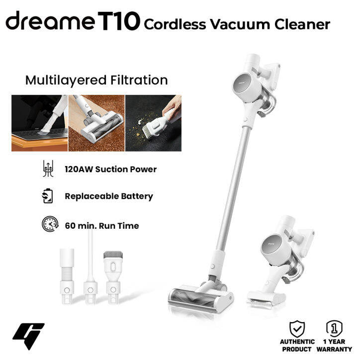 Dreame T10 Cordless Vacuum Cleaner 120AW Suction Pressure Swappable ...