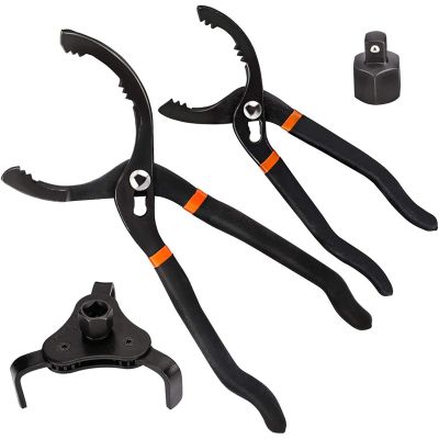 3PCS Universal Oil Filter Wrench Set,10-Inch 12-Inch Adjustable Oil Filter Pliers,3 Jaw Oil Filter Wrench Tool