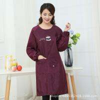 Waterproof long-sleeved apron oil stain fashion overall kitchen cooking household cleaning adults with the dress