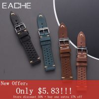 EACHE Rally Racing Leather Watch Straps Holes Brown Retro Vintage Watch Band 20mm Waxed Perforation Cracket Perforated Top Grain