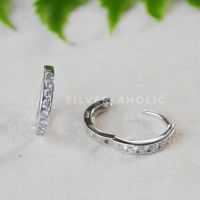 Silver-Aholic ต่างหูเงินแท้ ประดับเพชรCZ ขนาดห่วง 18mm