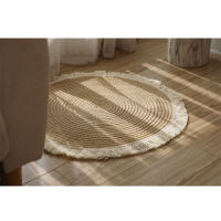 Japanese Style Round Carpets Natural Jute Mats Handmade Rattan Grass With Tassel Rugs Sofa Tea Table Mat Living Room Home Decor