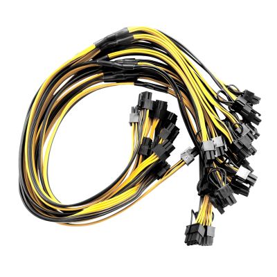 10Pcs PCI-E PCIE 6Pin to Dual 8Pin 6+2Pin Adapter Cable Graphics GPU Video Power Cable 16AWG+18AWG for Miner Mining