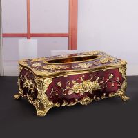 European Style Luxury Tissue Box Napkin Holder Napkin Case Rose Patterned Paper Rack Table Accessories Home Car Case Holder