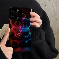 เคสโทรศัพท์เป็นคู่รักหมีสำหรับ iPhone 14/13/12/11 Pro Max 12 13 Mini 6 6S 7 8 Plus X XR XS Max ปลอกโทรศัพท์แบบนิ่มกันกระแทกฝาหลังเคสโทรศัพท์ลายหนังสุดสร้างสรรค์พร้อมเลนส์คลุมทั้งหมดฝาครอบป้องกันกล้อง