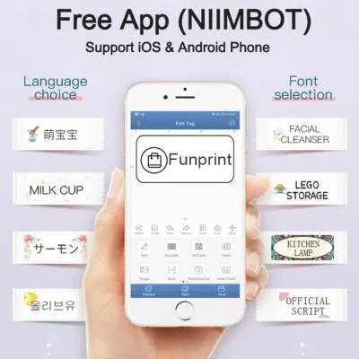 Niimbot เครื่องพิมพ์ฉลาก D11 BT พร้อม10ม้วนสติกเกอร์ความร้อนกระดาษวันผลิตป้ายชื่อมีกาวในตัว