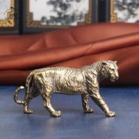 Pure Copper Animal Tiger Figurine Miniature Desktop Decoration Ornament Accessories Vintage Solid Brass Tea Pet Home Decor Craft