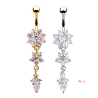 djsrg แหวนท้องใหม่ dangle คริสตัล rhinestone สะดือบาร์เครื่องประดับเจาะร่างกาย