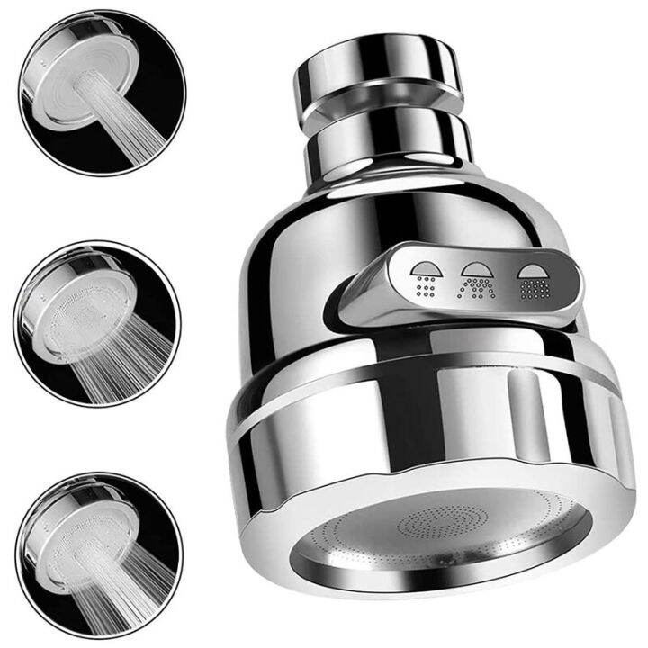 360 Rotatable Bubbler Water Saving 3 Modes Kitchen Nozzle Filter Faucet