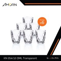 JJGLASS - (AMORN) KN 054/10 DML Transparent (1x6) - แก้วน้ำดื่ม แก้วน้ำผลไม้ แก้วลายเพชร แก้วมีลวดลาย ความสูง 10 ซม. แพ็ค 6 ใบ