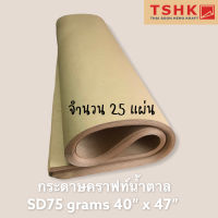 กระดาษสีน้ำตาล กระดาษคราฟท์นำเข้า (บาง) 75 แกรม ขนาด 40" x 47" (25 แผ่น) สำหรับงานพิมพ์ ห่อของ (มีกันซึม) เคลือบทำซองขนม