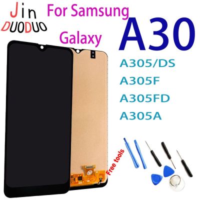 Super Amoled เหมาะสำหรับ Samsung Galaxy A30 A305/DS A305F A305FD A305A หน้าจอสัมผัสการประกอบดิจิไทเซอร์จอแอลซีดี + เครื่องมือฟรี