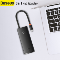 Baseus อะแดปเตอร์ Type-C Hub 6in1 Docking Station อุปกรณ์เสริมคอมพิวเตอร์ อะแดปเตอร์สำหรับแล็ปท็อป