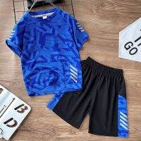 boys summer suit short-sleeved thin section childrens middle-aged children quick-drying sportswear two-piece set 3-15 years old