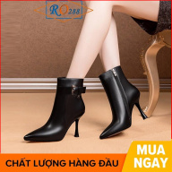 Giày boot nữ cổ thấp 7 phân hai màu đen trắng hàng hiệu rosata ro288 thumbnail
