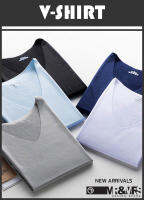 เสื้อยืดคอวีผู้ชาย MicroFiber เนื้อผ้าเทคโนโลยีใหม่ บางเบา เย็นสบาย ยืดหยุ่นสูง นุ่มนวล ระบายอากาศ แห้งไว ManV Mr.&amp;Mrs. shop