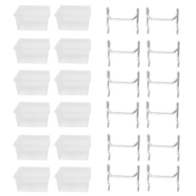 12 Pieces Pegboard Plastic Bins Kit - Pegboard Bins with Hooks - Pegboard Accessories Workbench Bins Fits to Peg Board