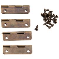 【CC】 4pcs Antique Hinges Iron 30x17mm 4 holes  screws Jewelry Wine case fittings