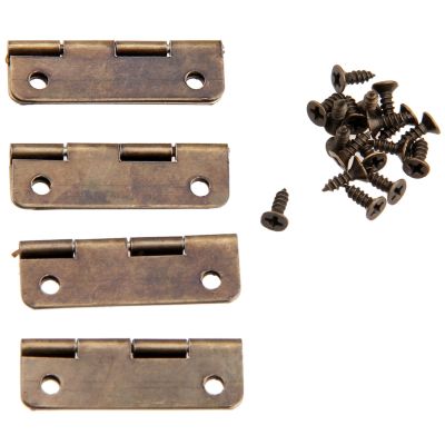 【CC】 4pcs Antique Hinges Iron 30x17mm 4 holes  screws Jewelry Wine case fittings