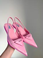 PRADAˉ 2023 Summer New Women Kitten Heel Pointed Toe Low-Heeled Sandals After The Trip With High Heels Boat Shoes