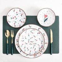 Nordic Creative Plate Sets Ceramic Round Trays Decorative Food Dinner Fruit Plate Sets Piatti Ceramica Home Tableware LXH