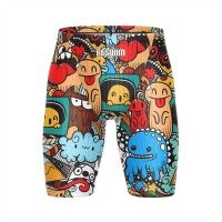 New Men Swim Shorts Beach Tights Trunks Training Swimsuit Printing Swimwear Jammer Contest Surfing Diving