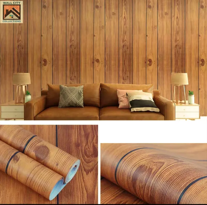 EVG Wallpaper W3113 Medium Brown Pine Wood Plank 10meters X 45cm for Living Room Home Dinning EVG Wallpaper W3113 Medium Brown Pine Wood Plank 10meters X 45cm for Living Room Home Dinning