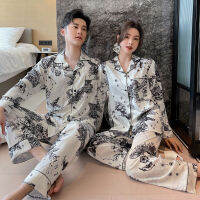 Fiklyc New Autumn Winter Full Sleeve Trousers Couple Lovers Pajamas Sets Cardigan Turn Down Collar Printed Sleep Wear Big Size