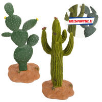 Zecetim 2 ชิ้นจำลอง Cactus Lifelike Cactus แกะสลักเดสก์ท็อปรูปปั้นการสร้างแบบจำลองแคคตัสเทียม