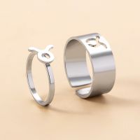 12 conslation stainless steel men and women ring Virgo Leo adjustable lover couple ring opening zodiac jewelry