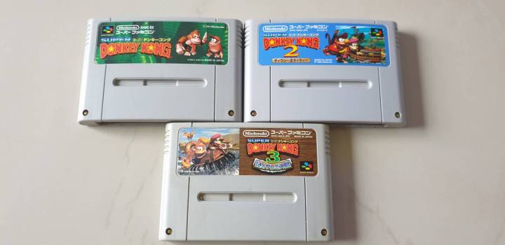 สินค้าราคาพิเศษ-ตลับ-super-famicom-ตลับแท้-ขุด-doney-kong-ภาคที่-1-ภาคที่-2-ภาคที่-3-เทสแล้วใช้งานได้ปกติ-ราคา-350-บาท-ชุด