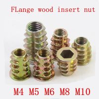 10-50PCS Wood insert nut M4 M5 M6 M8 M10 Zinc Alloy Thread Flanged Hex Drive Head Furniture Nut