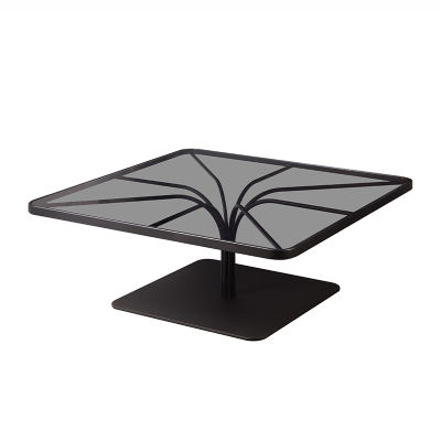 modernform โต๊ะกลาง รุ่น GISELE ขาพ่นสีดำ TOP กระจกสีเทา