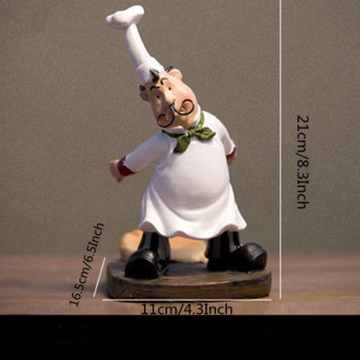 VILEAD 21cm Resin Mustache Chef Back Wine Rack Figurines Creative Restaurant Ornament People Gift European Crafts Home Decor